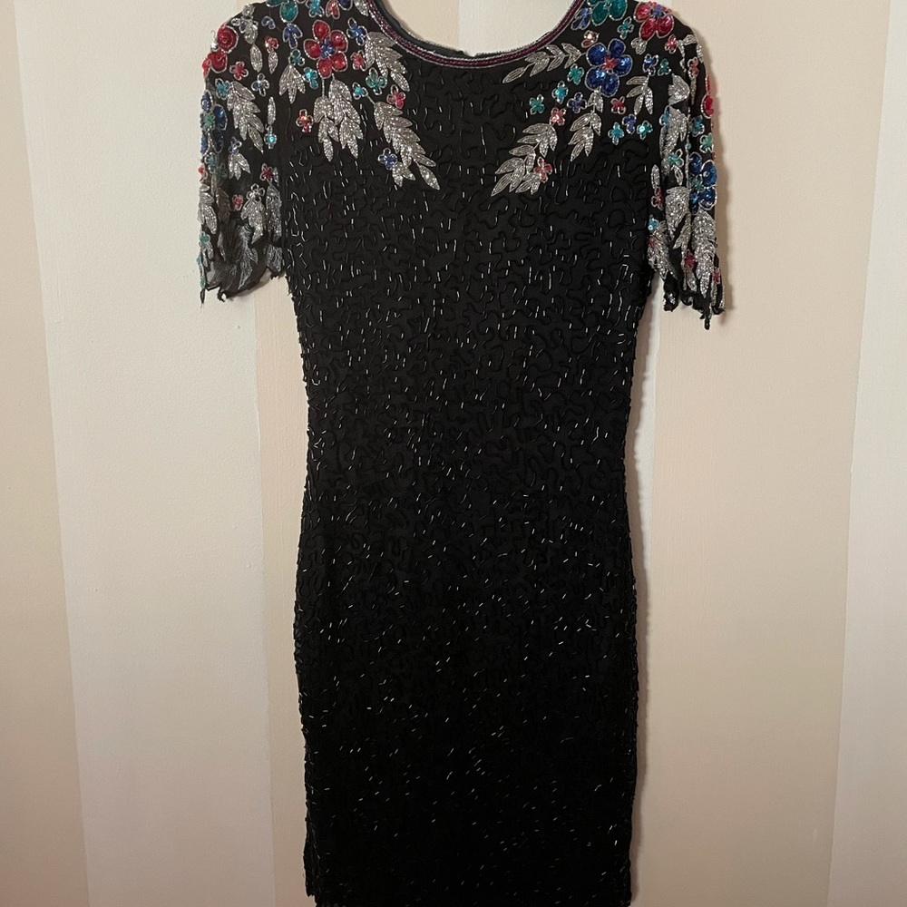 Beautiful antique dress beaded mesh dress